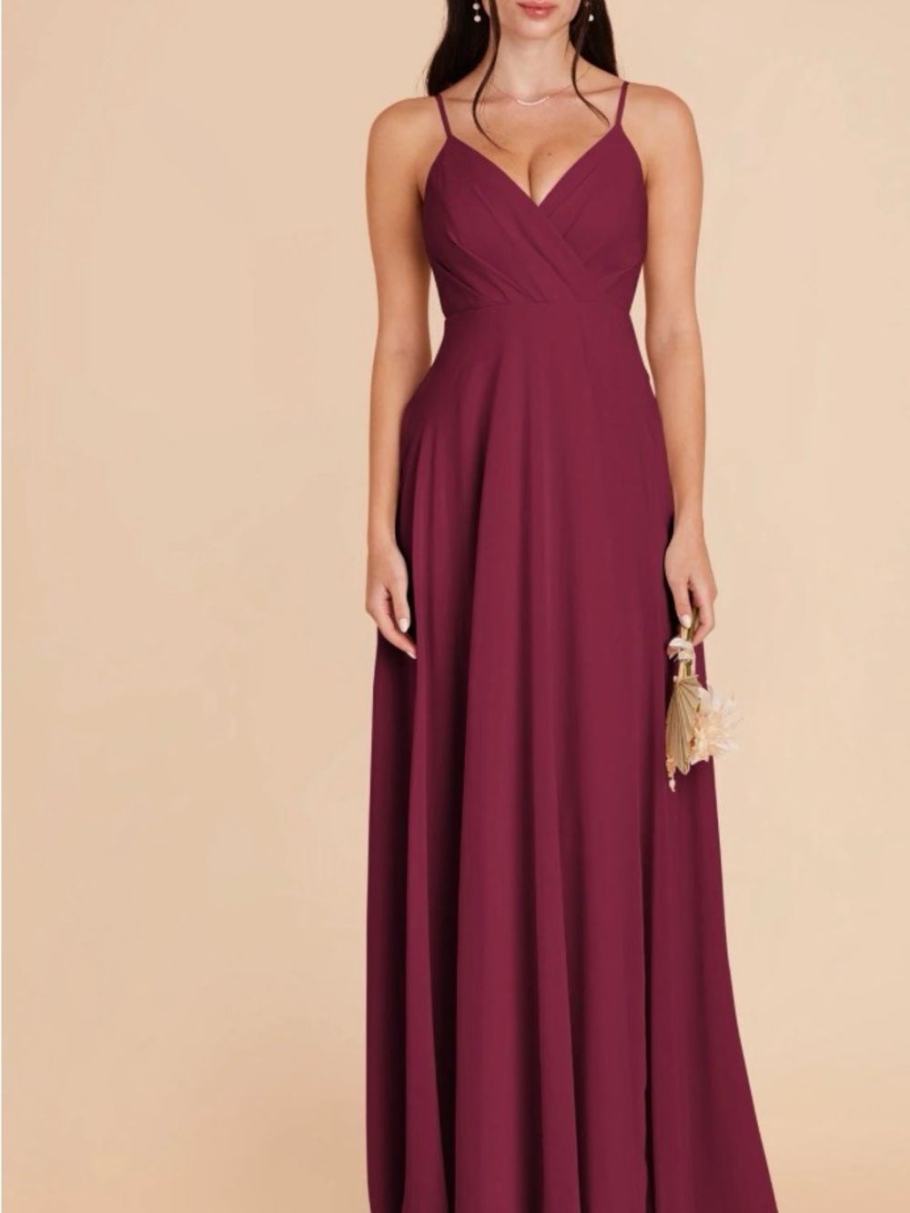 Birdy Grey Kaia Chiffon Berry - Spaghetti Strap V-Neck Maxi Dress